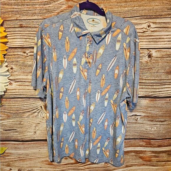 Island Republic polo surfboard  design men's XXL preo-owned blue - Picture 1 of 6